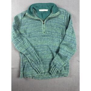 Woolrich Sweatshirt Mens L Green Quarter Zip Pullover Knit Sweater Casual